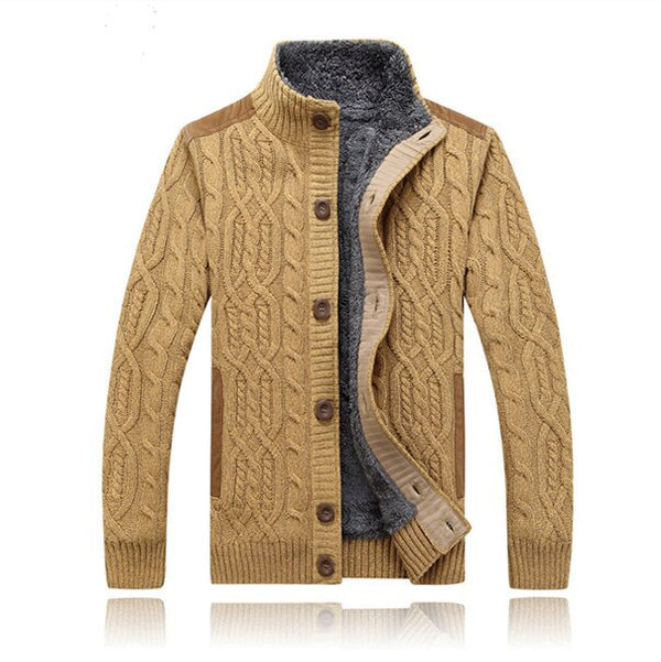 30% Wool 30% Cotton 2015 New Arrival Thicken Winter Mens Sweaters Cardigan Men Fleece Agasalho Masculino Brand AfsJeep A3044
