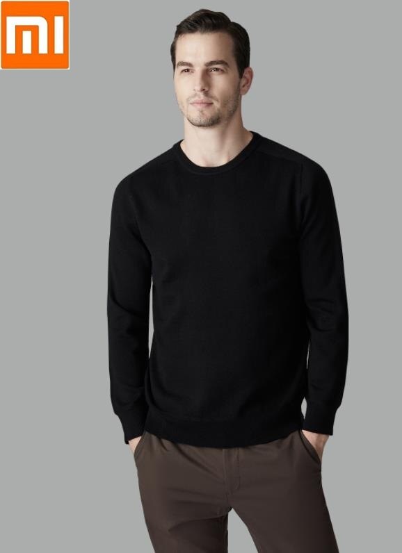 Xiaomi MARSA100% pure wool one-piece round neck shirt Sweater Men Casual Pullover Jacket Autumn Slim Fit Long Sleeve Sweatshirt
