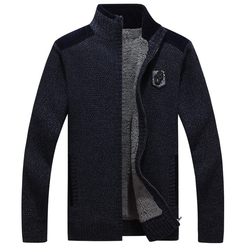 Men sweater thick zipper 2019 new winter male plus velvet thermal sweater teenage boys knitted cardigan coat Korean style M33