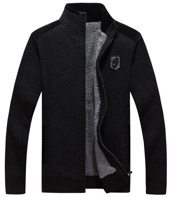 Men sweater thick zipper 2019 new winter male plus velvet thermal sweater teenage boys knitted cardigan coat Korean style M33