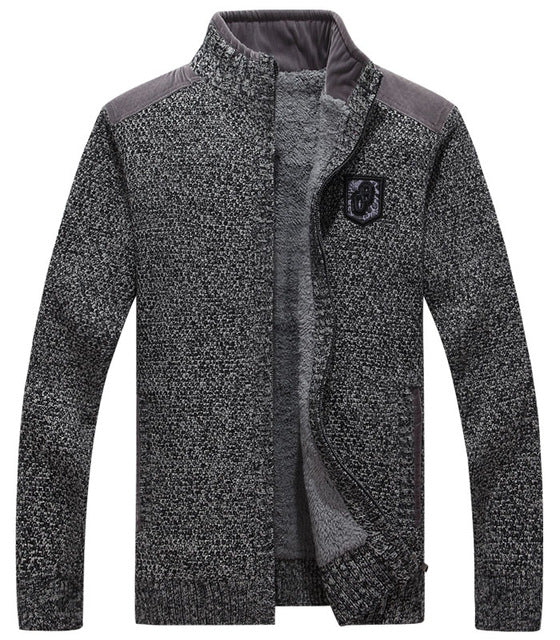 Men sweater thick zipper 2019 new winter male plus velvet thermal sweater teenage boys knitted cardigan coat Korean style M33