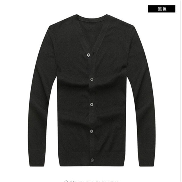 8XL 7XL 6XL Autumn Men Sweater Casual Button V-neck Sweaters Long Sleeve Cotton Knit Cardigan Slim Fit Pull Homme Multicolor