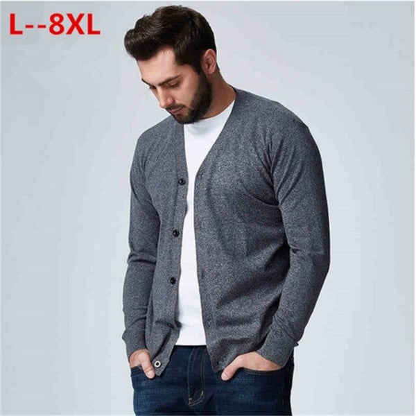8XL 7XL 6XL Autumn Men Sweater Casual Button V-neck Sweaters Long Sleeve Cotton Knit Cardigan Slim Fit Pull Homme Multicolor