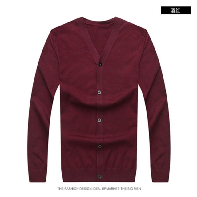 8XL 7XL 6XL Autumn Men Sweater Casual Button V-neck Sweaters Long Sleeve Cotton Knit Cardigan Slim Fit Pull Homme Multicolor