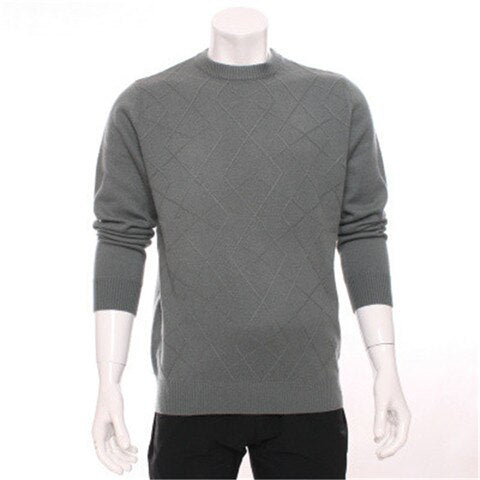 new arrival 100%goat cashmere cross grain knit men fashion solid o-neck pullover sweater dark red 2color S-2XL