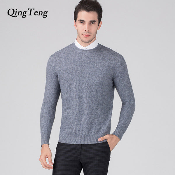 100% Cashmere Sweater Man wool Knitted Winter Warm Pullovers V-neck Long Sleeve Standard Sweaters Male Jumper 8 Colors Tops