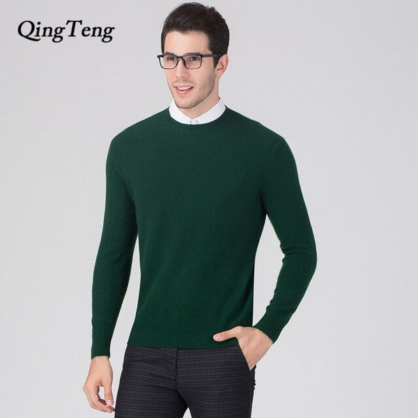 100% Cashmere Sweater Man wool Knitted Winter Warm Pullovers V-neck Long Sleeve Standard Sweaters Male Jumper 8 Colors Tops