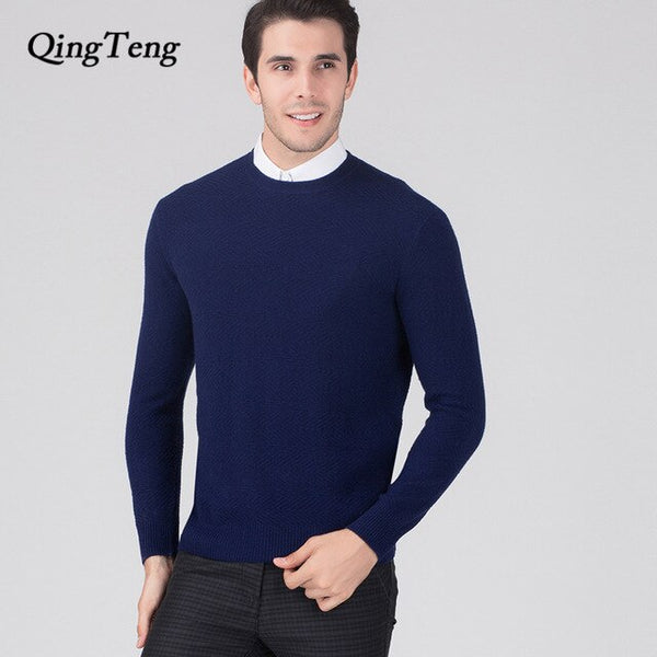 100% Cashmere Sweater Man wool Knitted Winter Warm Pullovers V-neck Long Sleeve Standard Sweaters Male Jumper 8 Colors Tops