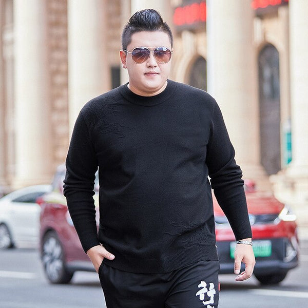 Men's Round Neck Sweater Low Collar Large Elastic Long Sleeve Bottoming Sweater Outdoor Sport Sweater Spring Autumn Male Clothes