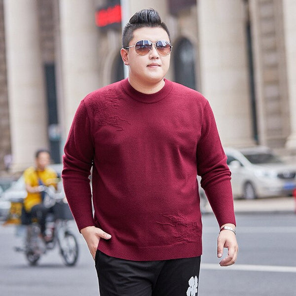 Men's Round Neck Sweater Low Collar Large Elastic Long Sleeve Bottoming Sweater Outdoor Sport Sweater Spring Autumn Male Clothes