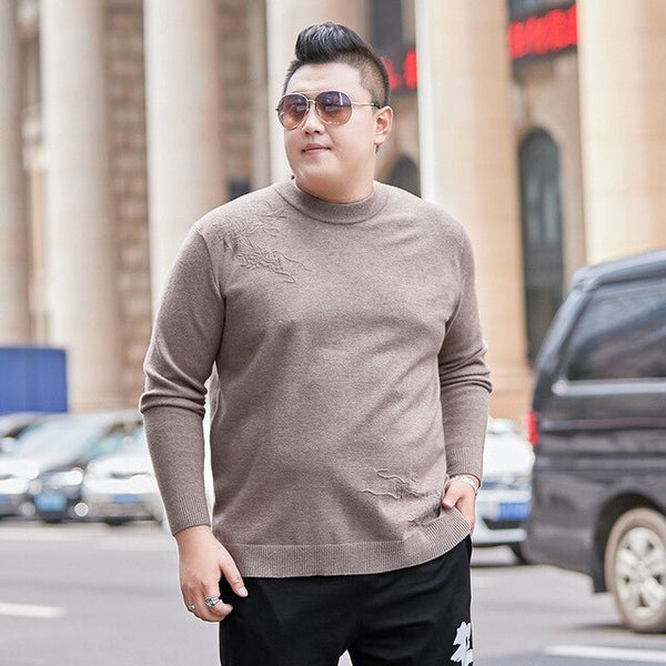 Men's Round Neck Sweater Low Collar Large Elastic Long Sleeve Bottoming Sweater Outdoor Sport Sweater Spring Autumn Male Clothes