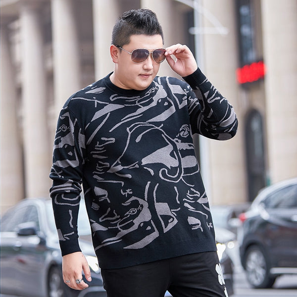 Youth Sweater Men's Fashion plus size 8XL 7XL Long-Sleeve 0-Neck Sweater Men's Slim Business Casual Large Size Pullover Sweater