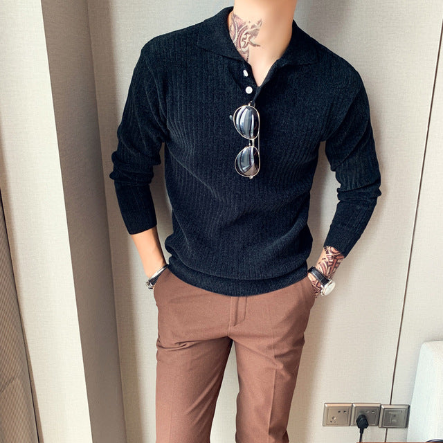 British Style Pullover Sweater Men Fashion Loose Solid Chenille Mens Casual Sweaters Long Sleeve Knitted Pull Homme 2019 3XL-M