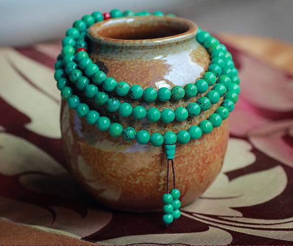 108 Ore Turquoise Hand Bead Bracelet Necklace Men and Women Jewelry National Wind Sweater Chain DIY Accessories