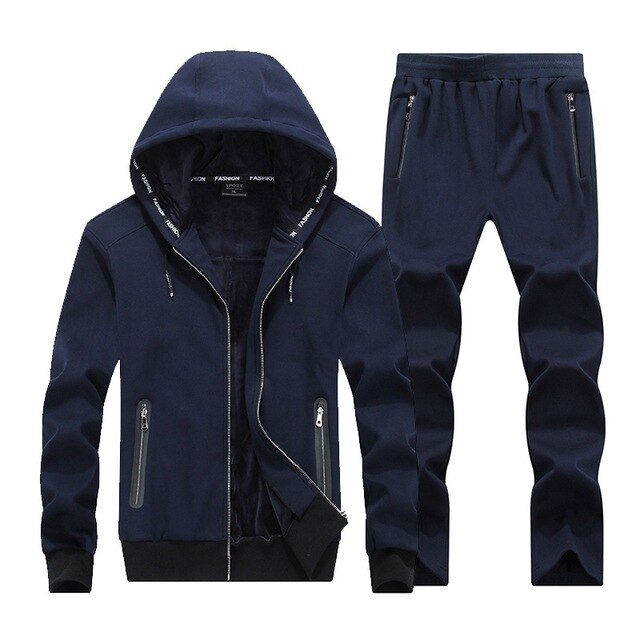 Winter Men Tracksuit Large Size Sweater Suit Male Hooded Fleece With Thickened Kid Size Big Yards Male Adolescent Set Men L-8XL