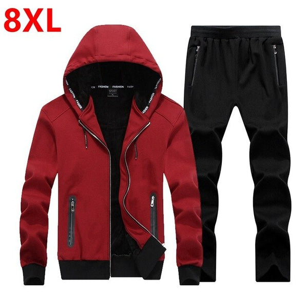 Winter Men Tracksuit Large Size Sweater Suit Male Hooded Fleece With Thickened Kid Size Big Yards Male Adolescent Set Men L-8XL