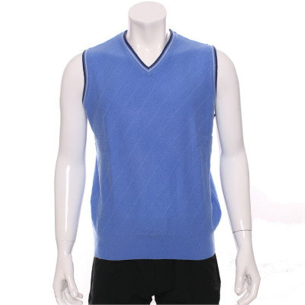 new arrival 100%goat cashmerev-v-neck knit men fashion sleeveless pullover vest sweater dark blue 2color S/2XL