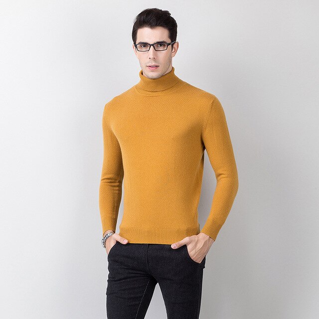 100% Cashmere Real Autumn Winter Sweater Men Fashion Casual Slim Fit Warm Winter Knitted Pullovers Breathable Top Clothing Wool
