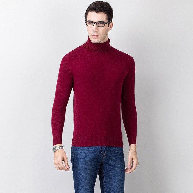 100% Cashmere Real Autumn Winter Sweater Men Fashion Casual Slim Fit Warm Winter Knitted Pullovers Breathable Top Clothing Wool