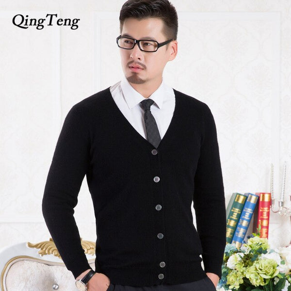 Pure Cashmere 100 Goat Sweater For Men Youth Korean Style Cardigan Male Wholesale Slim Wool Knitted Jacket Male Clothing Top
