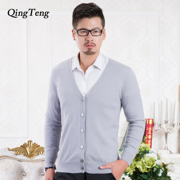 Pure Cashmere 100 Goat Sweater For Men Youth Korean Style Cardigan Male Wholesale Slim Wool Knitted Jacket Male Clothing Top