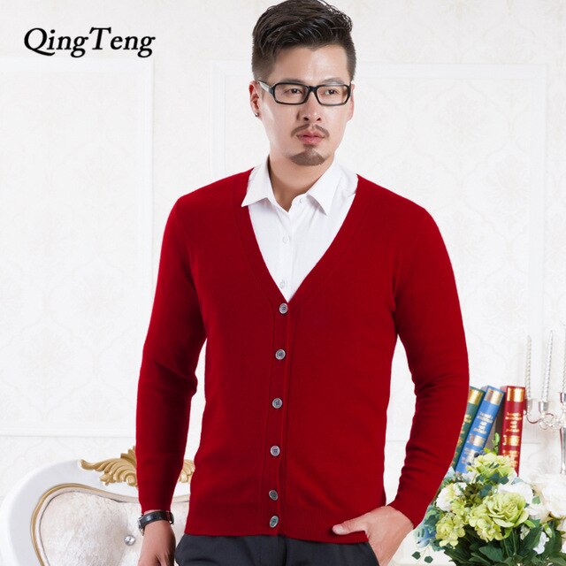 Pure Cashmere 100 Goat Sweater For Men Youth Korean Style Cardigan Male Wholesale Slim Wool Knitted Jacket Male Clothing Top