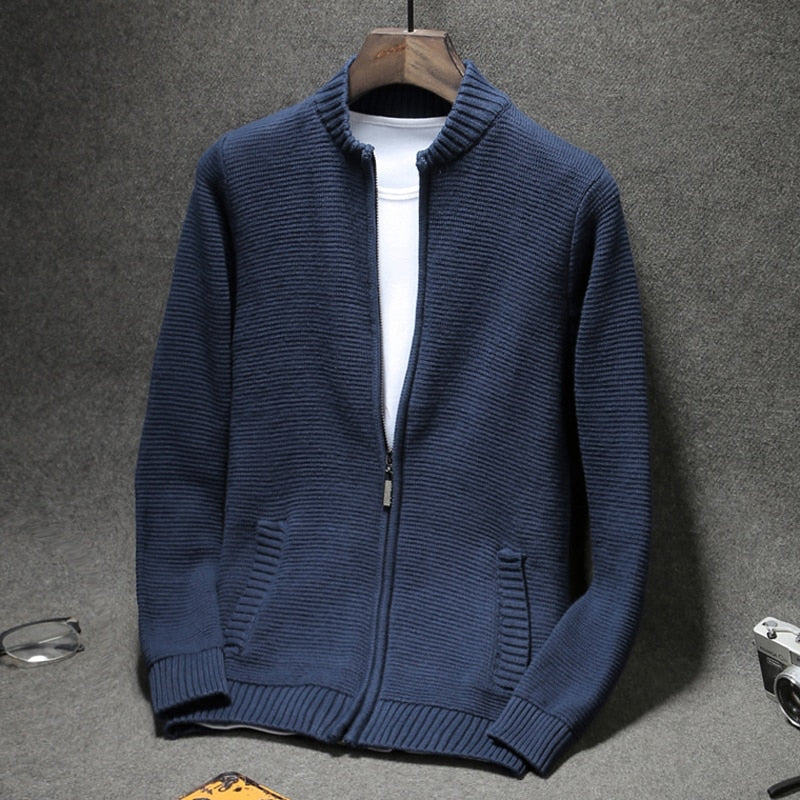 Men sweater cardigan zipper 2019 autumn and winter cotton male thin slim plus size sweater teenage boy knitted outerwear
