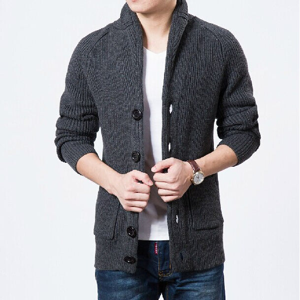 Men's winter sweater outerwear fashion men solid color sweaters slim men's clothing cardigan Sweaters 8812