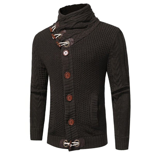 Fashion Horn buckle casual sweater men's turtleneck coarse wool pullovers twist flower Elastic thickening Sweater Clothes S-XXL