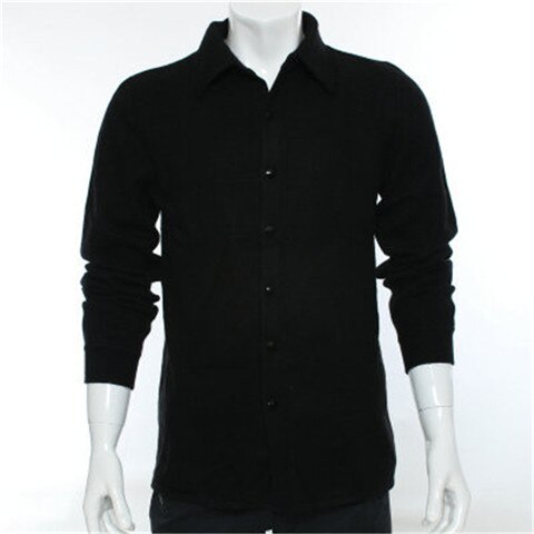100%goat cashmere POLO-collar knit men fashion solid cardigan sweater H-straight grey 3color S/2XL