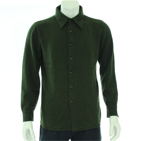 100%goat cashmere POLO-collar knit men fashion solid cardigan sweater H-straight grey 3color S/2XL