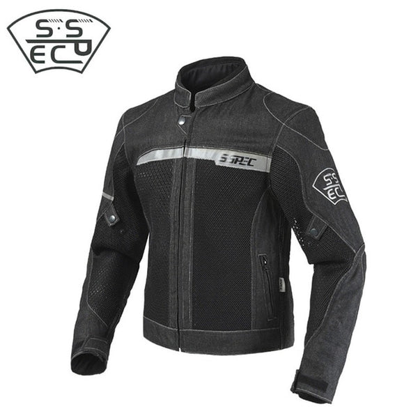SSPEC Mens Denim motorcycle jacket Off-Road Racing hoodies Motorbike motorcross Protective Gear fashion casual  sweater jacket