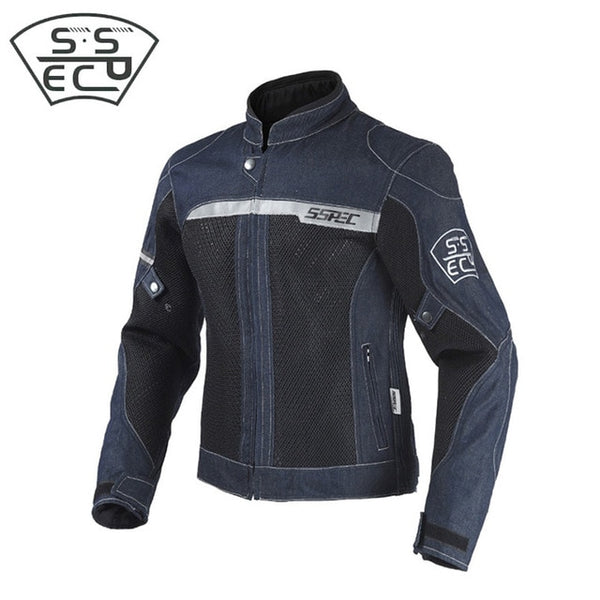 SSPEC Mens Denim motorcycle jacket Off-Road Racing hoodies Motorbike motorcross Protective Gear fashion casual  sweater jacket