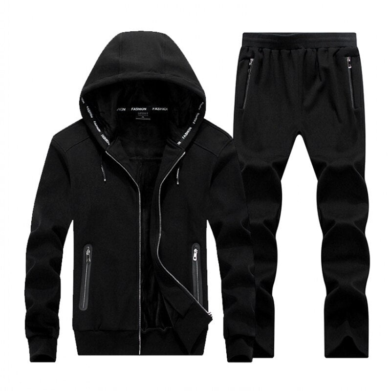Winter Large Size Sweater Suit Male Hooded Fleece with Thickened Sporting Size Big 8XL  Male Tracksuit Set Men Sportswea