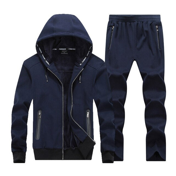 Winter Large Size Sweater Suit Male Hooded Fleece with Thickened Sporting Size Big 8XL  Male Tracksuit Set Men Sportswea