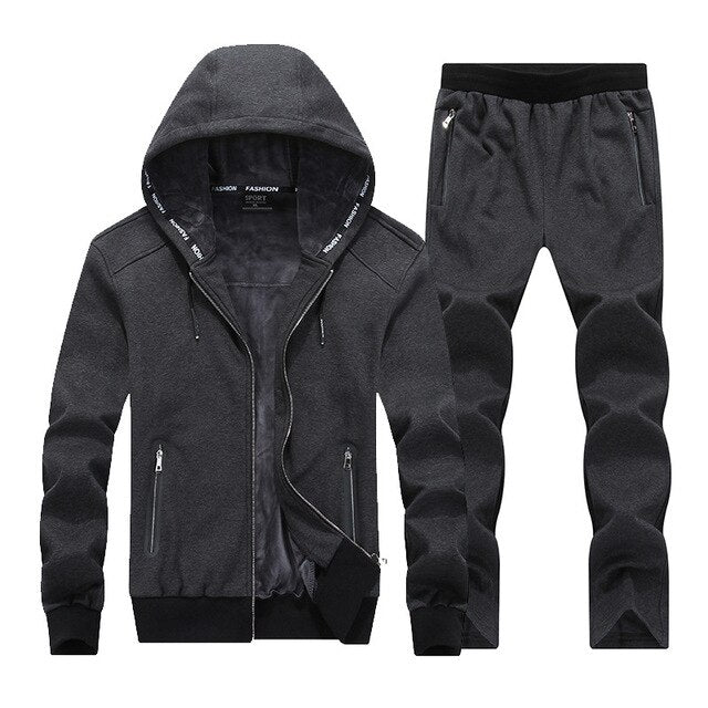 Winter Large Size Sweater Suit Male Hooded Fleece with Thickened Sporting Size Big 8XL  Male Tracksuit Set Men Sportswea