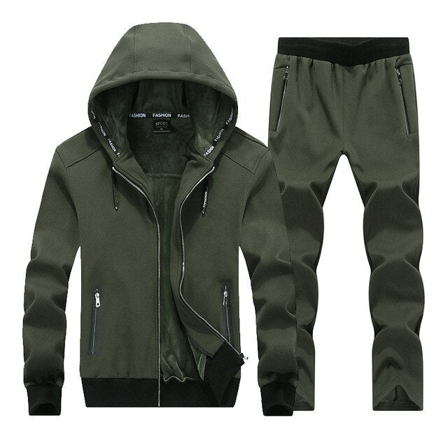 Winter Large Size Sweater Suit Male Hooded Fleece with Thickened Sporting Size Big 8XL  Male Tracksuit Set Men Sportswea