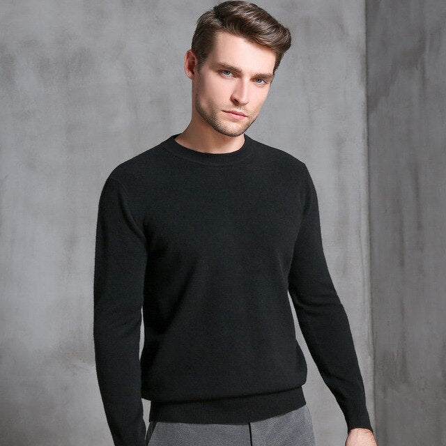 Autumn and winter cashmere sweater men's round neck thick sweater temperament loose men's sweater casual business shirt