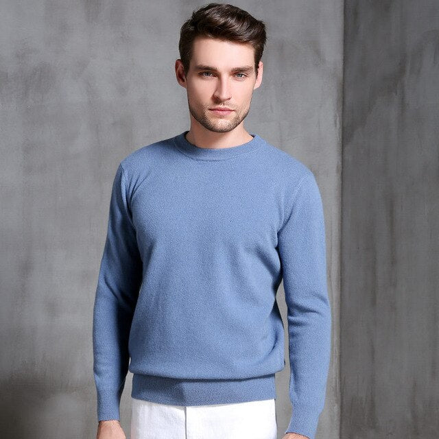 Autumn and winter cashmere sweater men's round neck thick sweater temperament loose men's sweater casual business shirt