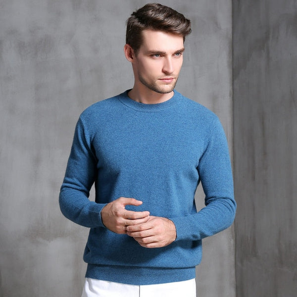 Autumn and winter cashmere sweater men's round neck thick sweater temperament loose men's sweater casual business shirt