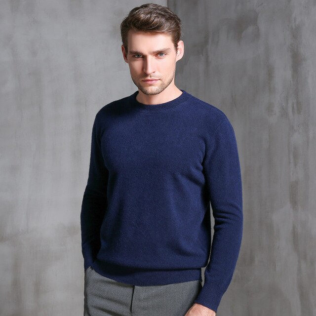 Autumn and winter cashmere sweater men's round neck thick sweater temperament loose men's sweater casual business shirt