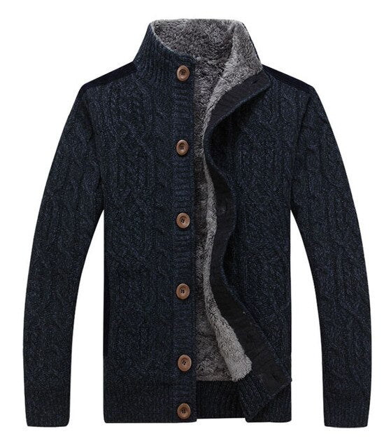 Men sweatercoat cardigan button 2019 new winter male casual long-sleeve plus velvet thick thermal sweater teenage boy M40