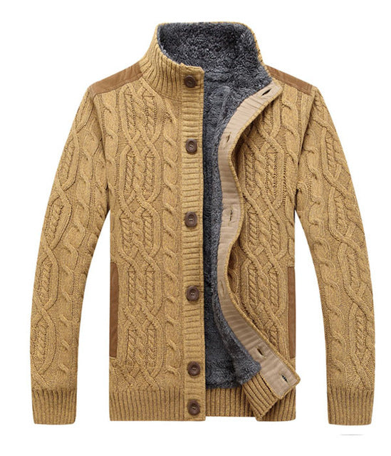 Men sweatercoat cardigan button 2019 new winter male casual long-sleeve plus velvet thick thermal sweater teenage boy M40