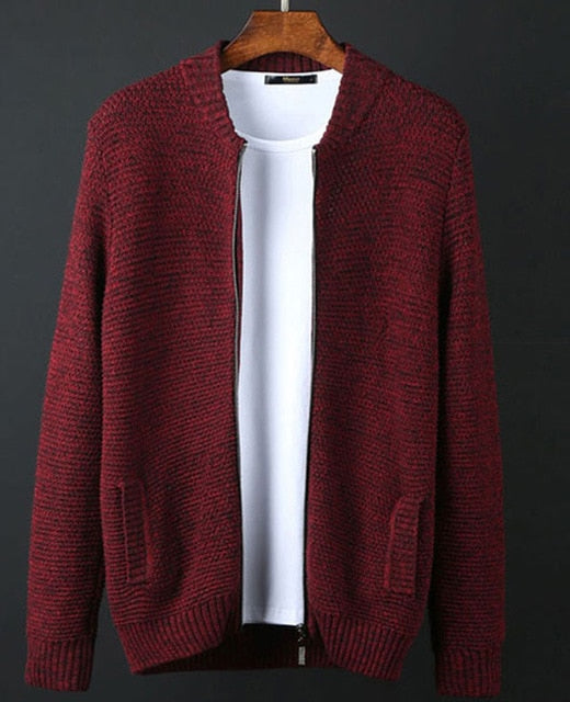 Men sweater cardigan zipper 2019 autumn and winter 100% cotton plus size sweater male fashion outerwear 3Xl 4XL 5Xl 6XL