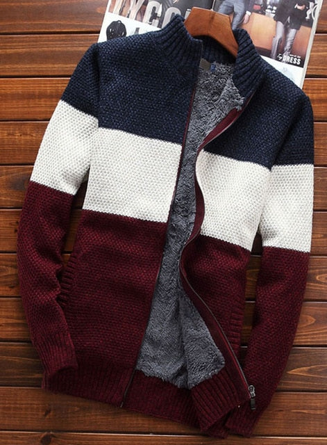 Men sweater outerwear cardigan zipper 2019 new winter male loose plus velvet thick stand collar casual thermal sweater teenage