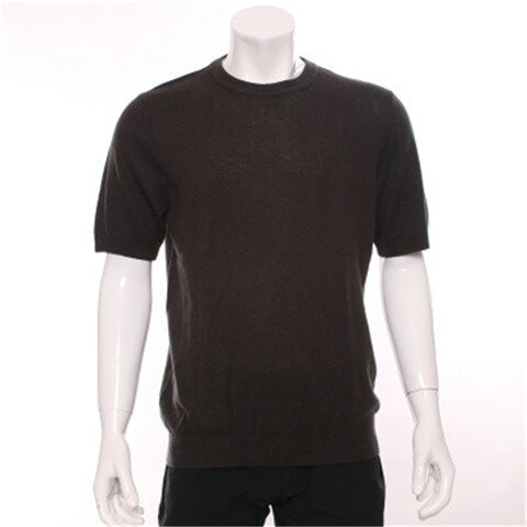 100%goat cashmere Oneck knit men fashion short sleeve pullover sweater H-straight solid color S/2XL