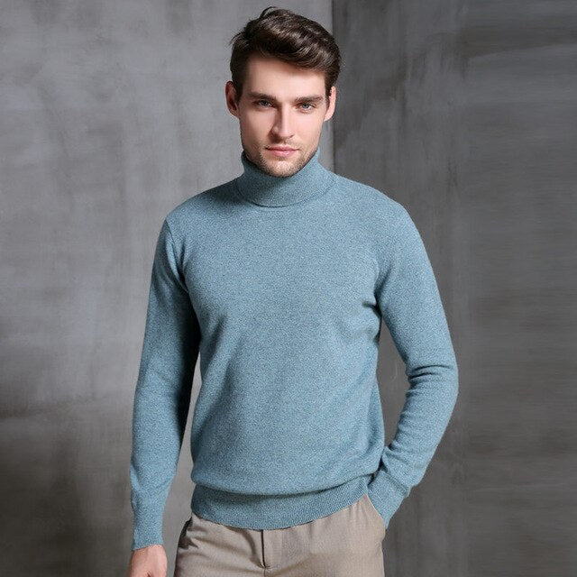 European station 2018 autumn and winter new men's sweater thickening loose high collar cashmere sweater bottoming sweater