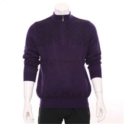 new arrival 100%goat cashmere half high zipper collar knit men fashion thick pullover sweater H-straight blue S/2XL