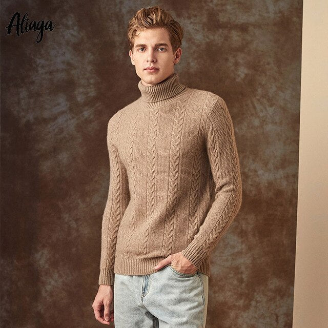 Handmade 100 Cashmere Sweaters Men Brand New Luxury Rib Knitting Turtleneck Sweaters Winter Warm Clothing 2019 Pullovers Jumpers