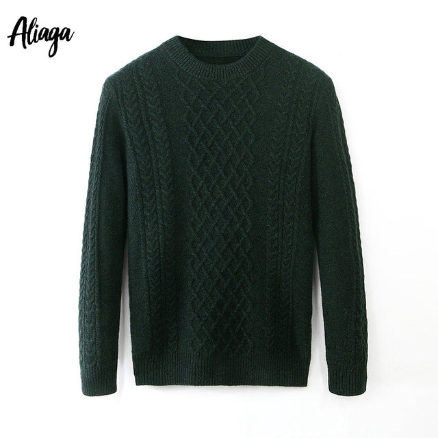 Winter Thick Warm 100% Goat Cashmere Sweater Men Brand Pullover Sweater Rib Knit Fashion Korean Streetwear Plus Size Jumpers